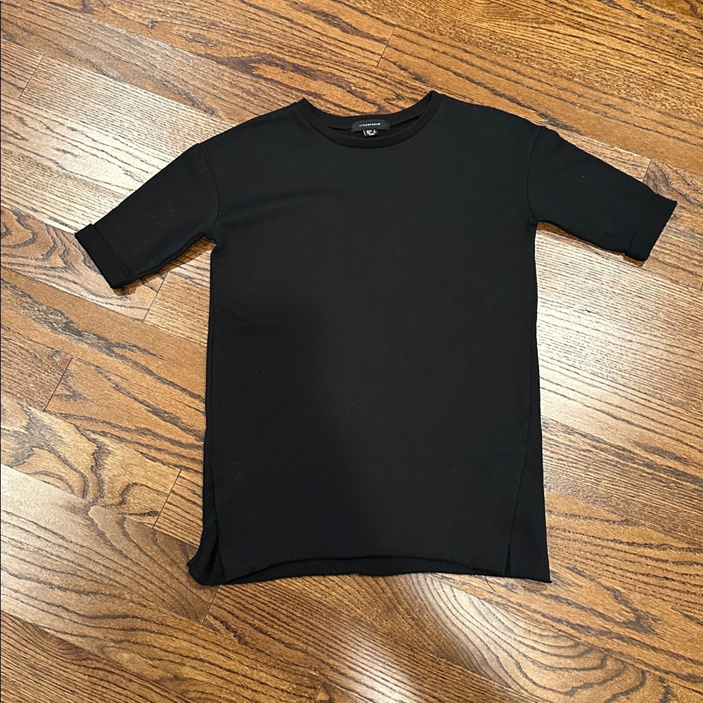 Atmosphere Jet Black Tee With Cuffs Sz2✌🏻